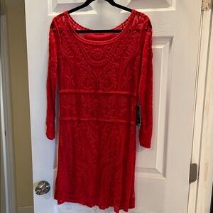 NWT Express Vibrant Red Long Sleeve Dress